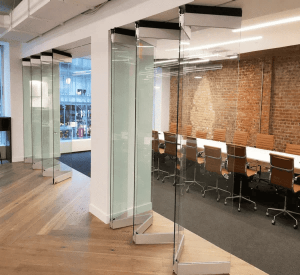 An image of a office where there i sliding folding system is being used